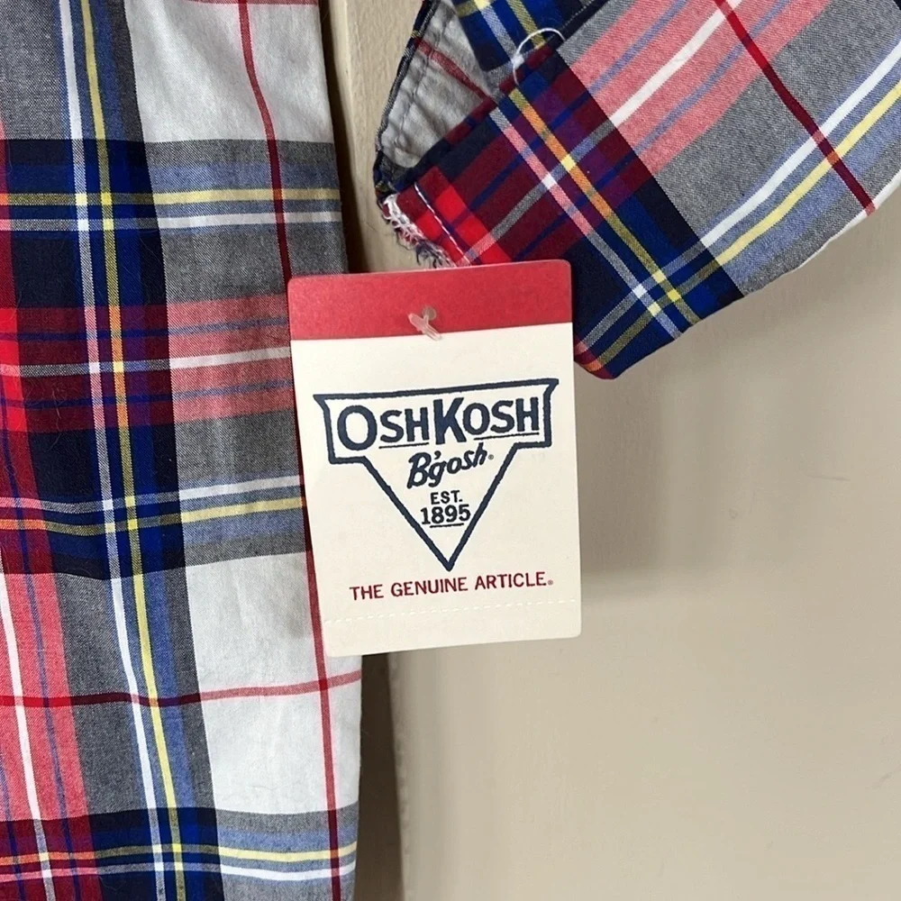 Brand New OshKosh B’Gosh Plaid Button Down Shirt Collared Cotton Long Sleeve